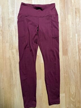 90 Degree by Reflex Women’s Small Burgundy High Waist Pocket Leggings